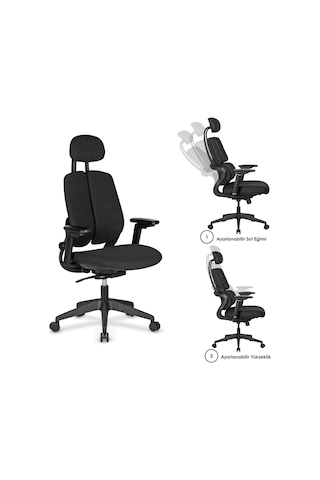Casella Bonita Döşemeli Yönetici Koltuğu Ofi S Koltuğu Ergonomik, Şık Ve Fonksiyonel Siyah