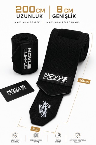 Fitness Diz Bandajı Knee Wraps Ağırlık Crossfit Dizliği Sarmalı Dizlik Cırt Bantlı - 2 Adet - Siyah Desen