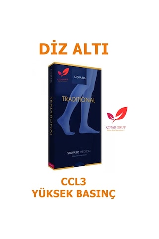 Sigvaris Traditional 504 Diz Altı Varis Çorabı Ccl3 Yüksek Basınç Ten Rengi CCL3 L Açık Normal