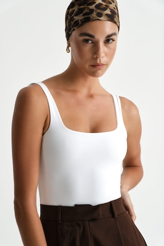 Açelyaokcu Premium Darcy Kare Yaka Bodysuit Beyaz