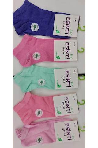 Esinti Kadın Bambu Patik Pastel Renkli Çorap 12 Adet 001