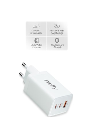 Hızlı Şarj Adaptörü 67w Gan + Type-c Kablo 100w Pd 3 Port, İphone & Samsung Uyumlu V0102010