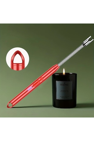 Elmpaly Usb Şarj Edilebilir Kırmızı Üçgen Kanca Puls Ark Çakmak Kamp Ocağı Altın