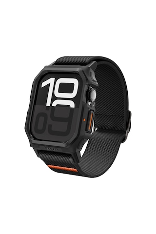 Watch 42mm Seri 11/10 İle Uyumlu Kılıf & Kordon Lite Fit Pro Nefes Alabilen Hafif Dokuma Siyah Kayış