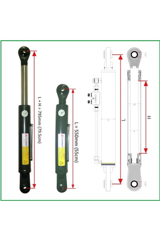3 Ton - 55cm Traktör Ortakol, Hıdrolik Silider - 19mm Silinder Kafa, 3 Ton - 55cm Toplift Hydraulic Cylinder With 19mm Cylinder Head