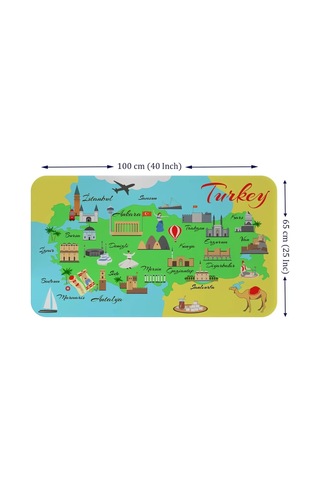 Eğitici Ve Öğretici Cocuk Odası Türkiye Haritası Duvar Sticker-60x105-3876 Renkli