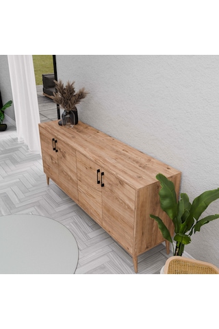 Mezza Hera 1670 Ahşap Ayaklı Modern Konsol Atlantik Çam 180 CM