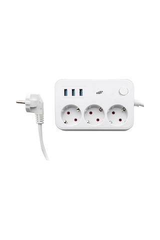 Mf Product Jettpower 0370 Akım Korumalı 3 Usb'li 3'lü Grup Priz