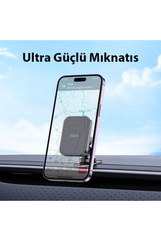 Hoco H33 360 Dönebilen Torpido Üstü Araç İçi Magsafe Manyetik Araç İçi Telefon Tutucu Siyah Siyah