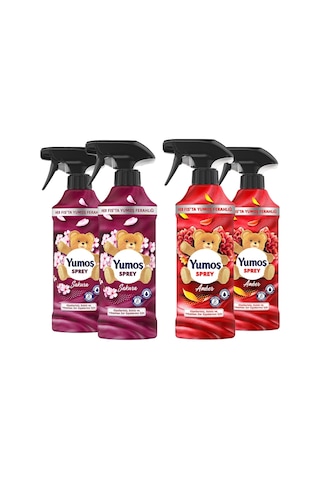 Yumoş Sprey Yıkanması Zor Eşyalar İçin Giysi Spreyi Sakura + Amber 4 x 450 ML