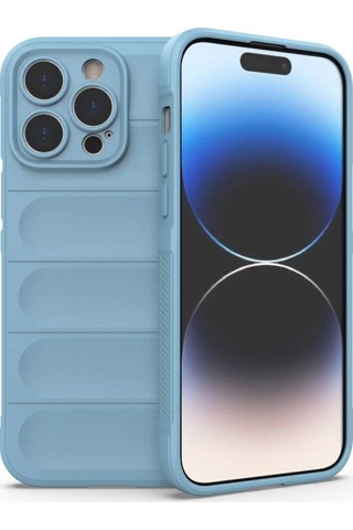Mepa Apple, Uyumlu iPhone 15 Pro Kılıf Optimum Silikon - Sky Blue Najmaddin standart