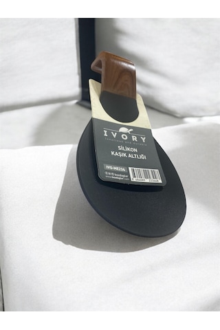 Ivory Silikon Kaşık Altlığı Kaymaz, Isıya Dayanıklı, 22 10 Cm Siyah / Krem / Gri Siyah - Gri