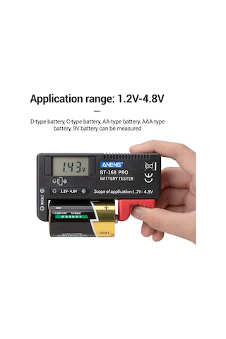 Jeemson Aneng Bt-168 Pro Akü Test Cihazı, Sayısal Göstergeli Pil Seviyesi Ve Kapasite Ölçer 1.2-4.8v