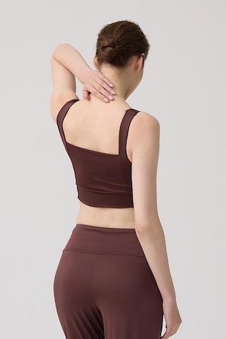 Cottonhill Kahverengi Kare Yaka Crop Top Büstiyer Kahverengi