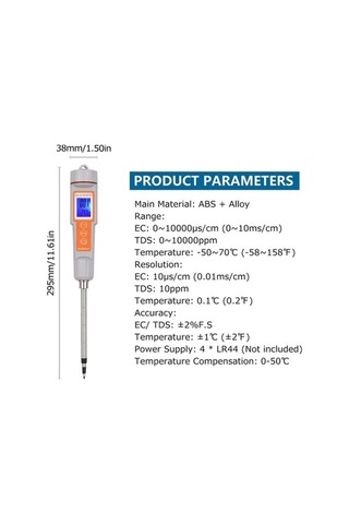 Tongxida Toprak Test Cihazı, Arka Işık Ekran, Ec/tds/sıcaklık, Çiftlik Ve Meyvecilik İçin, 44803110