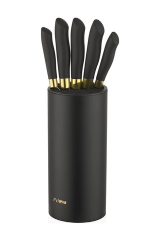 N3295 Bitter Gold Silindir 6 Lı Bıçak Seti Altın - Siyah