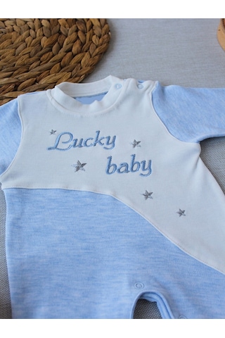 Özgün Adım 0-3 3-6 Ay Lucky Baby Nakışlı Es Çizgi Boy Şapkalı Erkek Bebek Tulumu Renkli