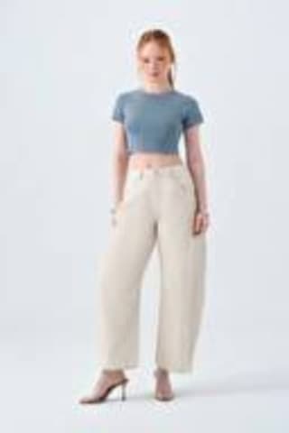 Kadın Crop T-shirt Lf2038433 Gri