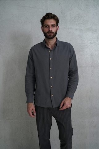 Mai Collection Mai Studios Co. Wesley Erkek Oversize Krinkıl Antrasit Gömlek Antrasit