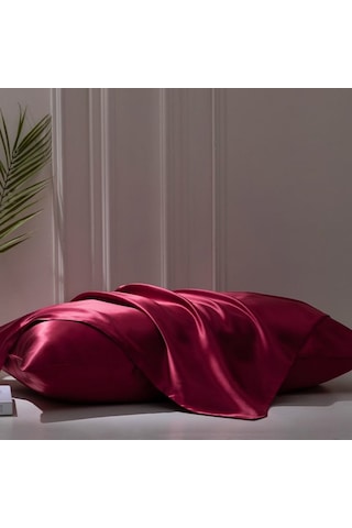 Antibakteriyel Terletmeyen İpek Saten Yastık Kılıfı 2'li 50x70 Bordo Bordo