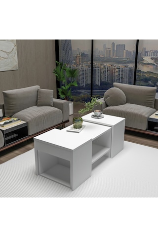 Arnetti 3lü Takım Zigonlu Sartos Orta Sehpa Beyaz