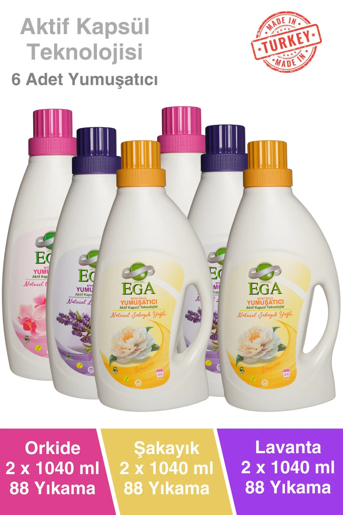 Aktif Kapsül Teknolojili Çamaşır Yumuşatıcısı 6 X 1040 Ml 264 Yıkama 6'lı Set