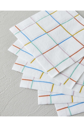 English Home Rainbow Grid Kağıt 20'li Kağıt Peçete 33x33 Cm Renkli