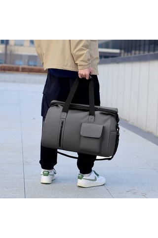 Dekohop Seyahat Çantası Unisex Kabin Boy El Ve Omuz Çanta Sıvı Dayanıklı Kumaş Tatil Spor Seyahat Stil Çanta Gri