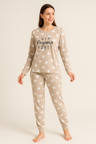Mutlu City Kadın Yumuşak Doku Termal Pijama Takımı 42050 Vizon