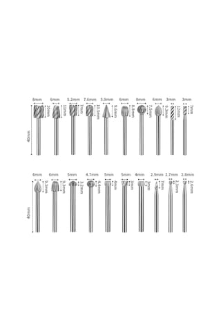 6590 Mini Ahşap Oyma Freze Uç Seti 20 Parça Sap: 3mm