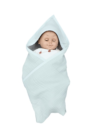 Ezh 1207 %100 Pamuklu 4 Kat Bebek Banyo Havlusu 92 x 82 CM Buz Mavisi