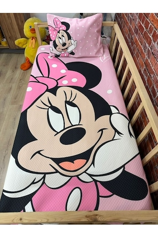 Pembe Mini Dijital Baskı Kapitone Pike Takımı
