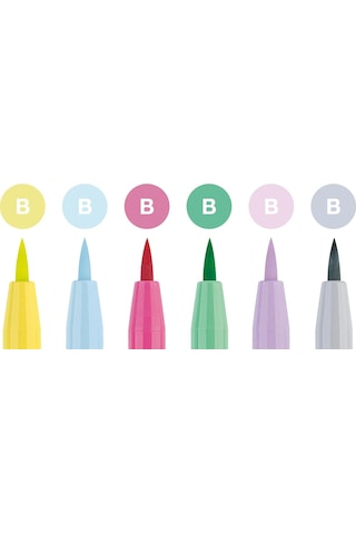Faber-castell Pitt Çizim Kalemi Fırça Uç "pastel Renkler" 6'lı Po Çok Renkli