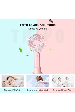 Fosenze Usb Şarjlı Elden Fırça Fanı - Taşınabilir 3 Hızlı Kablosuz Mini Fan Beyaz Pil Dahil
