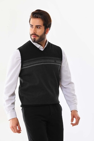 Pelikan Erkek Desenli V Yaka Süveter 9602 Siyah