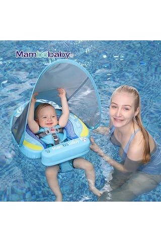 Mambobaby Yüzme Simidi - Ship, Emniyetli, Gölgelikli Ve Ayak Destekli