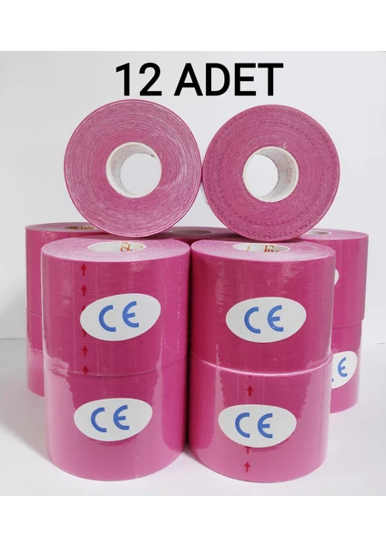 5 Cm X 5 M - Pembe Rengi Sporcu Bandı 12'li