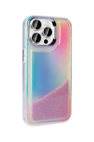 Apple Uyumlu iPhone 15 Pro Max Kılıf Airbagli Renkli Arka Yüzey Boncuk Tasarımlı Tchs Kumul Kapak - Şeffaf Şeffaf