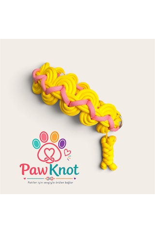 Şeker Pati Paracord Köpek Tasması Hand Made El Emeği Pembe - Sarı