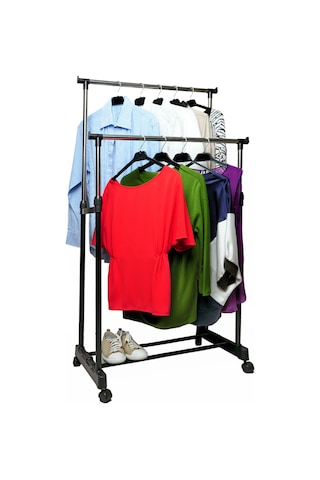 Lerato Tekerlekli Elbise Askılığı Siyah