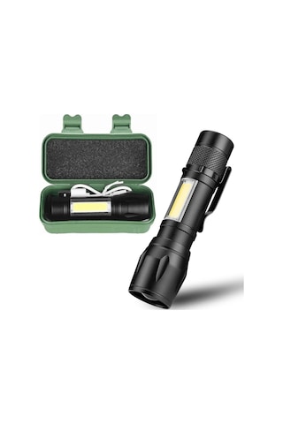 Wınlıght Usb Şarjlı Mini El Feneri 2Mod + Yan Led 3W Çakarlı Q5 A Siyah