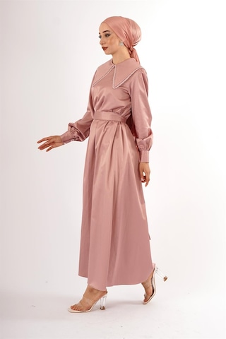 Pamuk Saten Pudra Elbise Beyaz