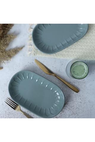 Keramika Yeşil Badem Kayık Tabak 25 Cm 2 Adet 326