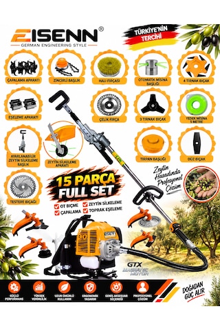 Agrımax-x950 15 Parça Full Set Sırt Tipi Zeytin Silkeme Hasat Toplama +çapalama Gtx Seri Tırpan Motoru