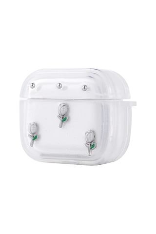 Apple Uyumlu AirPods 4 Zore Airbag 44 Airbag Tasarımlı Simli Şeffaf Kutup Kılıf Lale