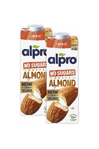 Alpro Şekersiz Badem Sütü 2x1 L Vegan Laktozsuz Bitkisel Bazlı
