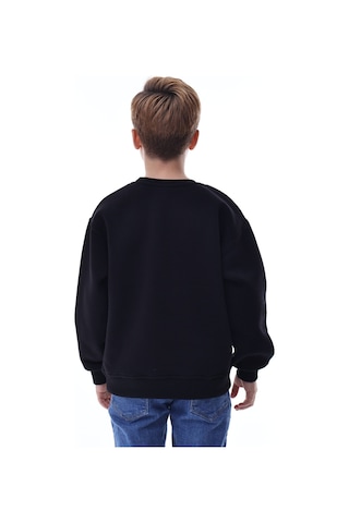 Erkek Çocuk Sweatshirt %100 Pamuk Rahat Kalıp 5-10 Yaş Siyah