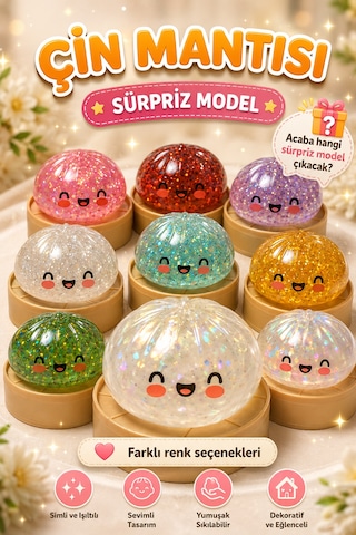Orijinal Simli Çin Mantısı Squishy Oyuncak Sağlığa Uygun Yıkanabilir Yumuşak Oyuncak Sürpriz Renk Çok Renkli