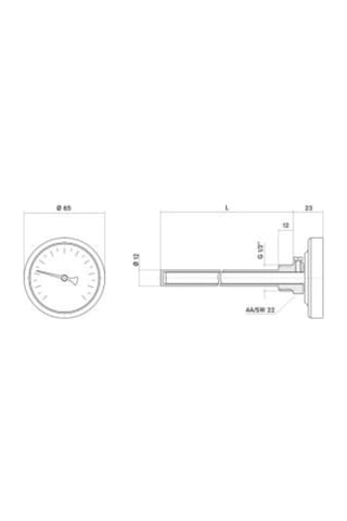Pakkens Termometre Manşonlu 63 Çap 120 Derece Göstergeli 5 Cm Bağ