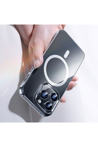 Apple Uyumlu iPhone 15 Pro Kılıf Magsafe Şarj Özellikli Benks Crystal Serisi Şeffaf Kapak